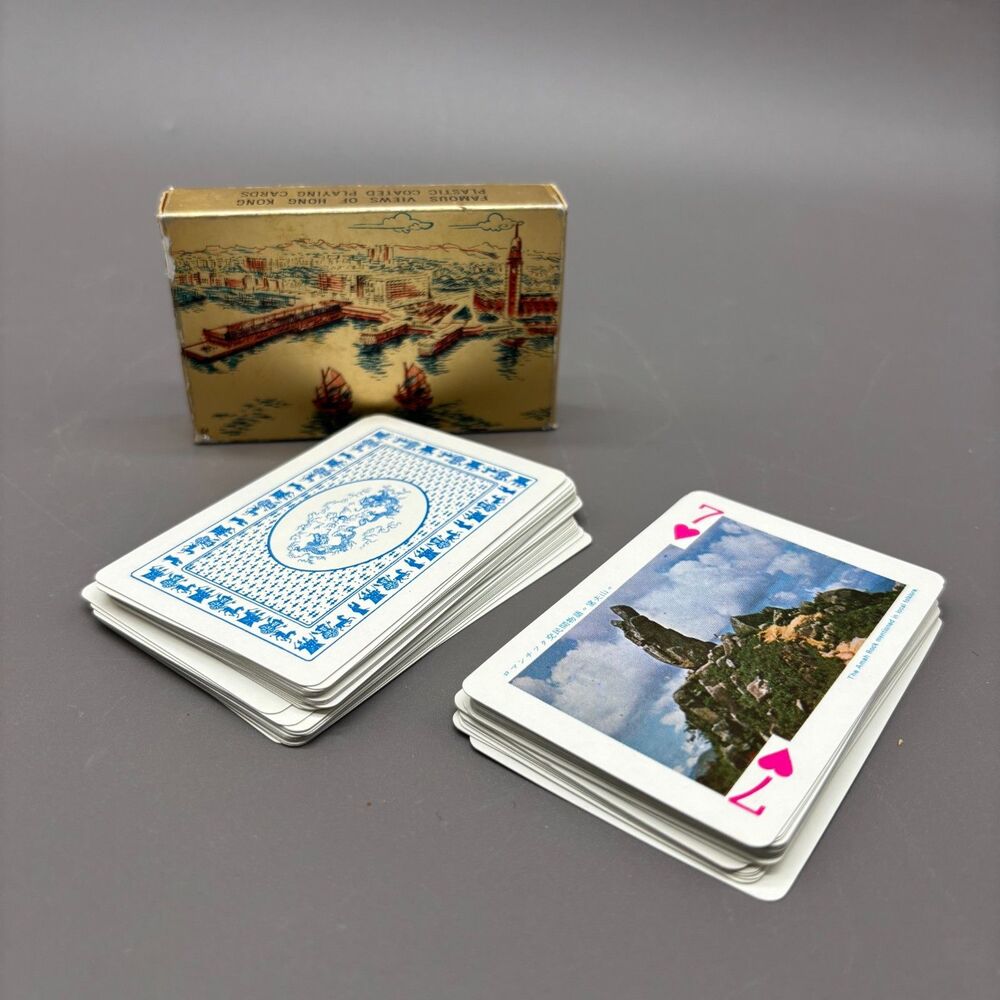 Vintage Famous Views Hong Kong No 606 Playing Cards Photo Souvenir Deck 1970s